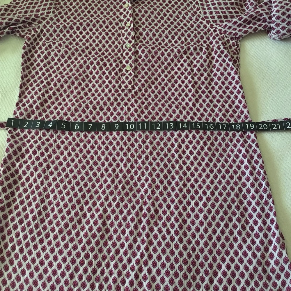 Carve Designs Collared Shirt Dress Small Maroon Print Belted 100% Cotton Casual - Picture 9 of 13